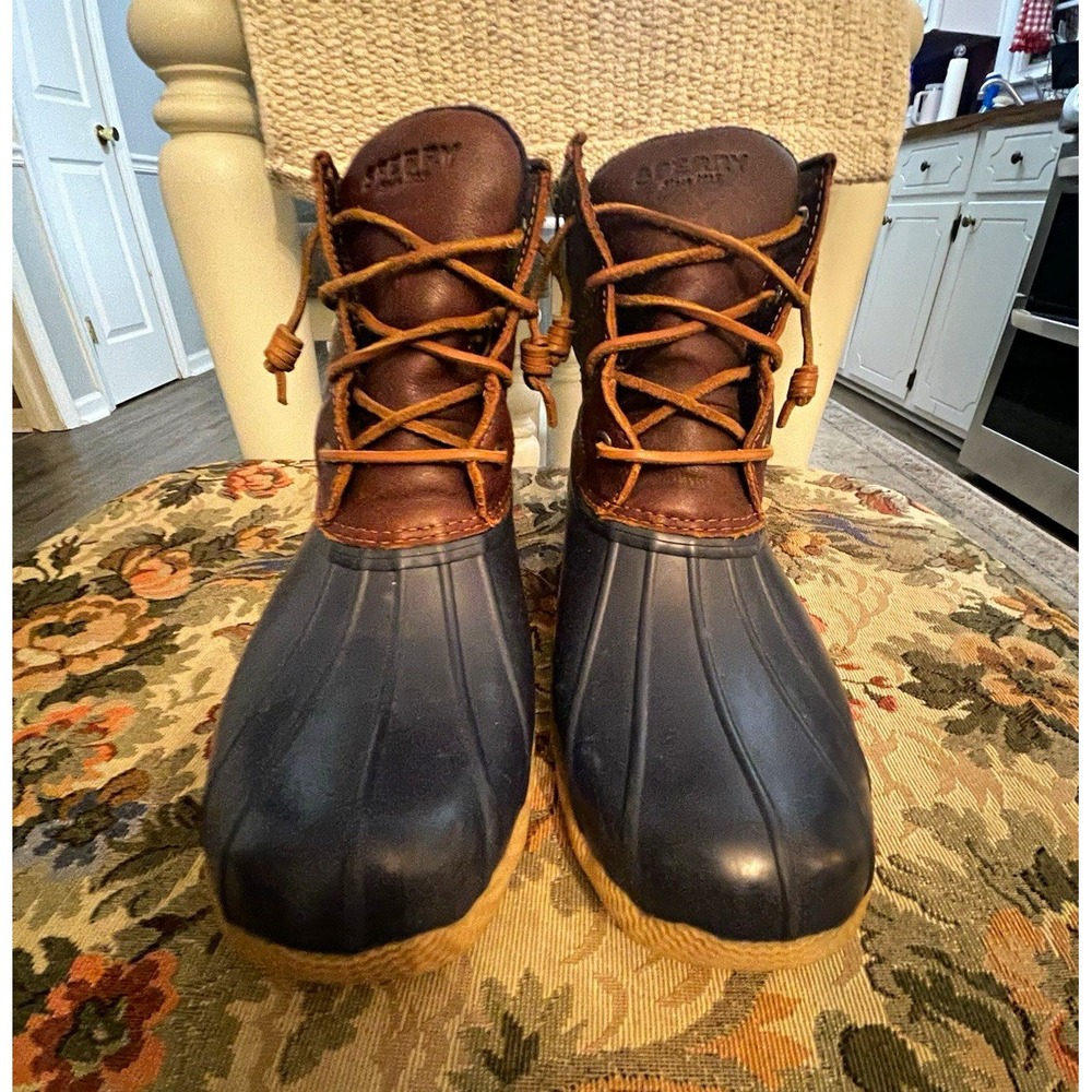 Sperry STS91175 Women's Duck Boots Brown/Black Lace Up Waterproof 9 M Ankle